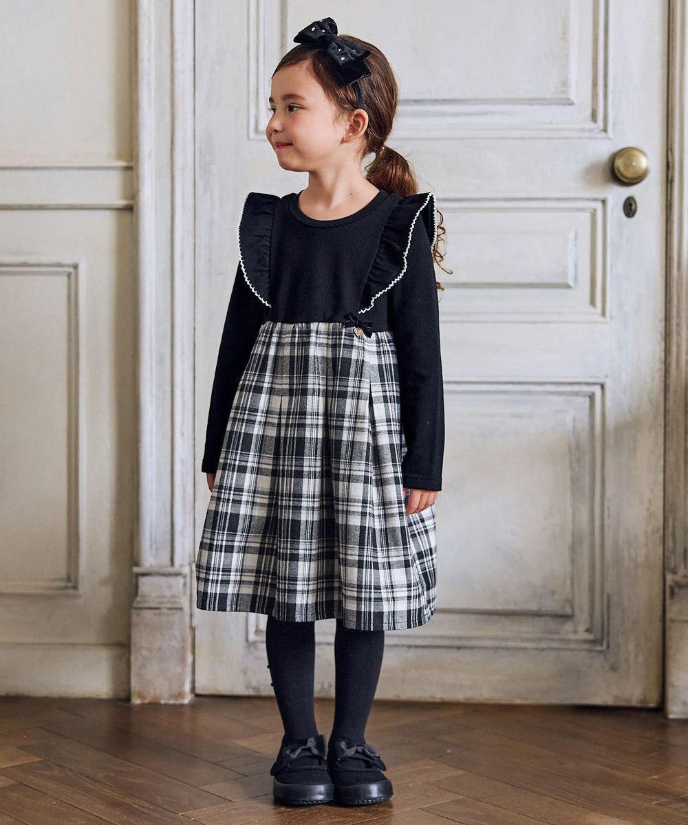 ANY KIDS チェック柄 ドッキング ワンピース 