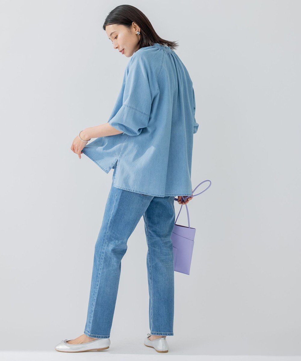 23区 【洗える】23区DENIM ライトダンガリー スキッパー ブラウス 