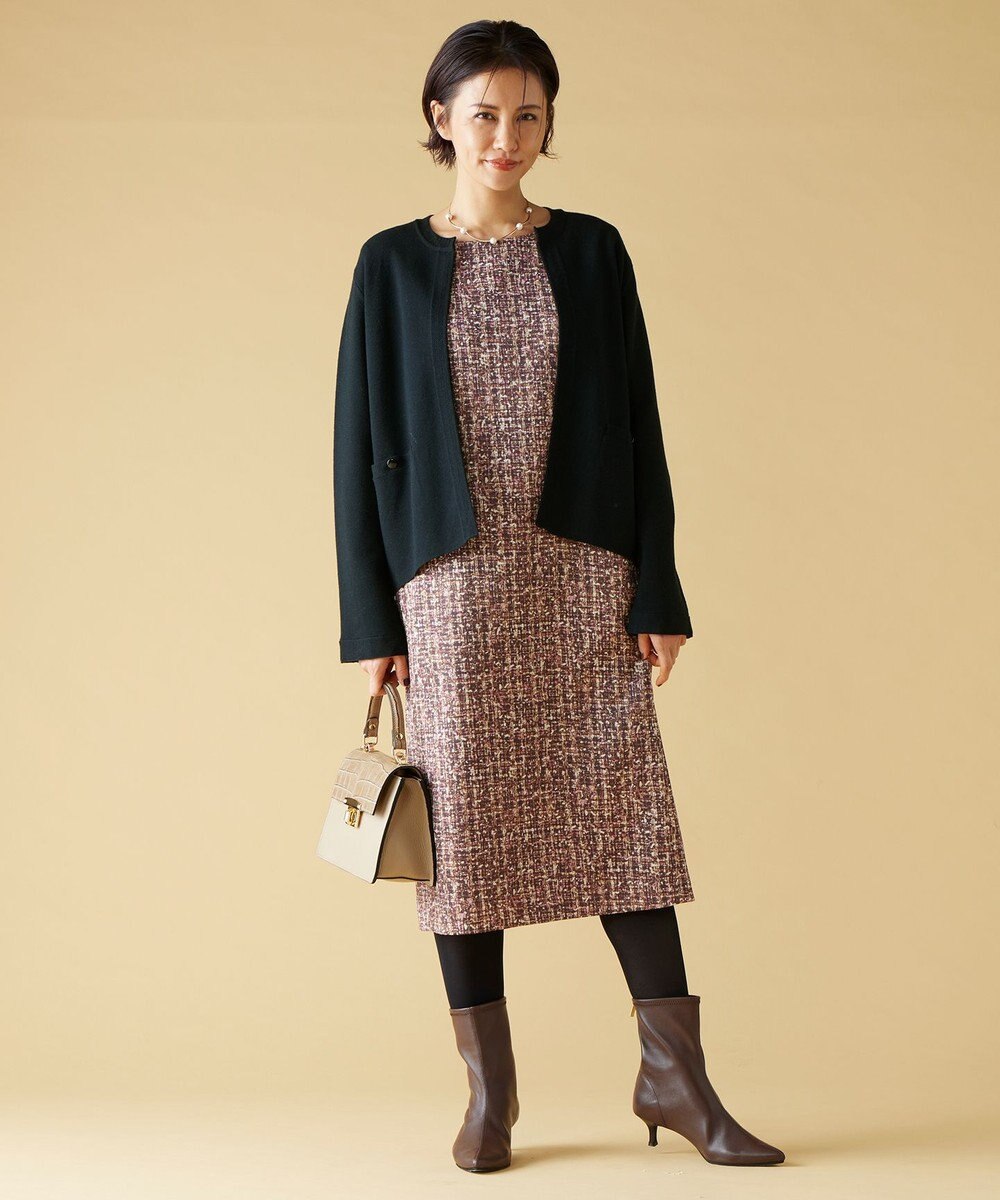 自由区 S プリントジャガードストレッチ  ワンピース 