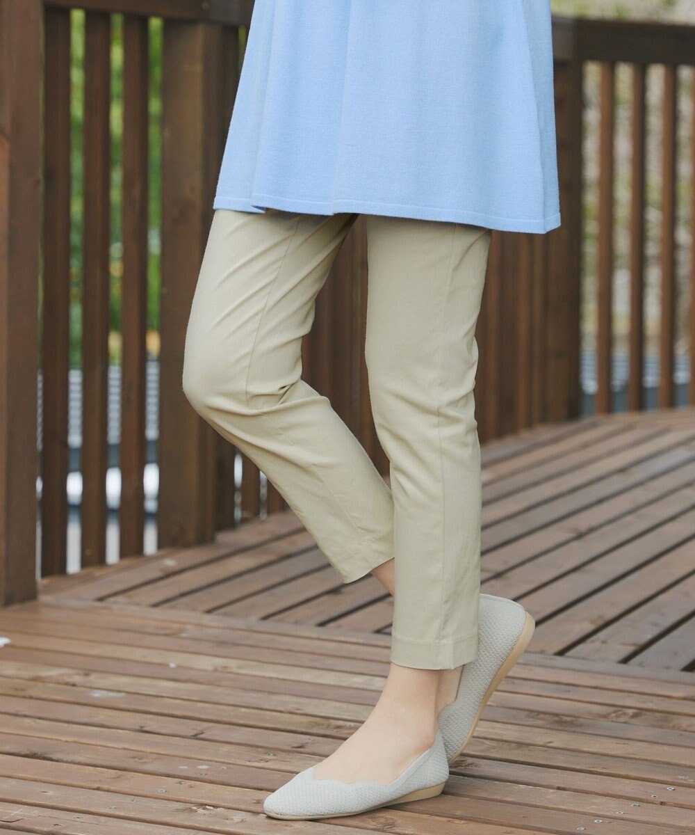 Tiaclasse L 麻混ストレッチテーパードパンツ 