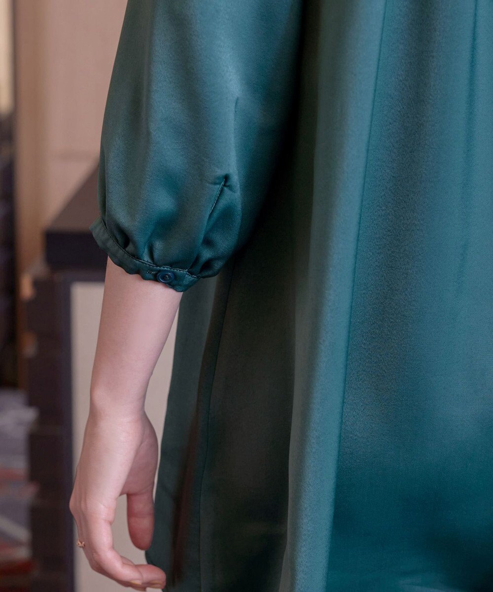 Tiaclasse L 【洗える】ヴィンテージサテンタックシャツチュニック 