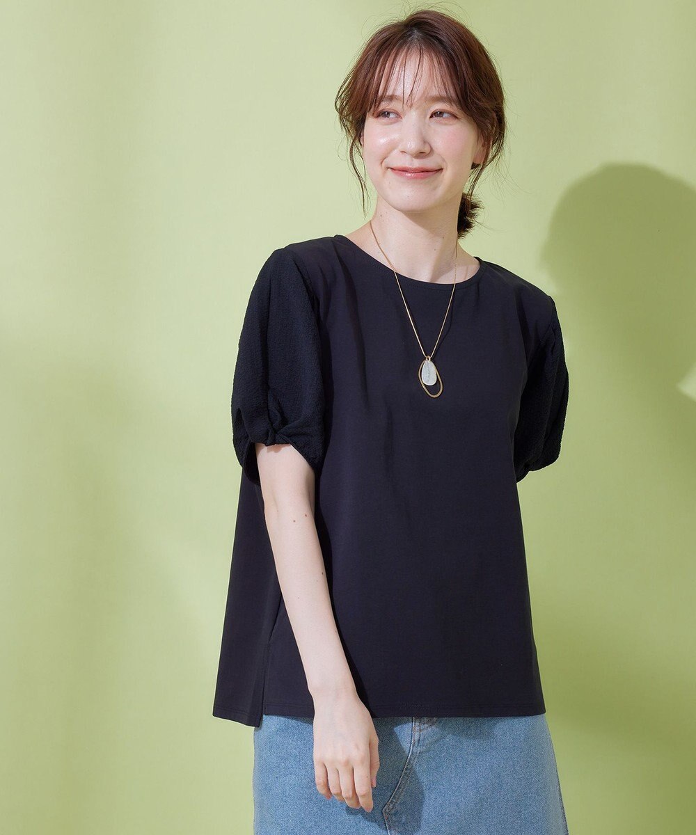 ANY L 【吸水速乾/UVケア】ミニサッカーコンビ袖ボリュームカットソー 