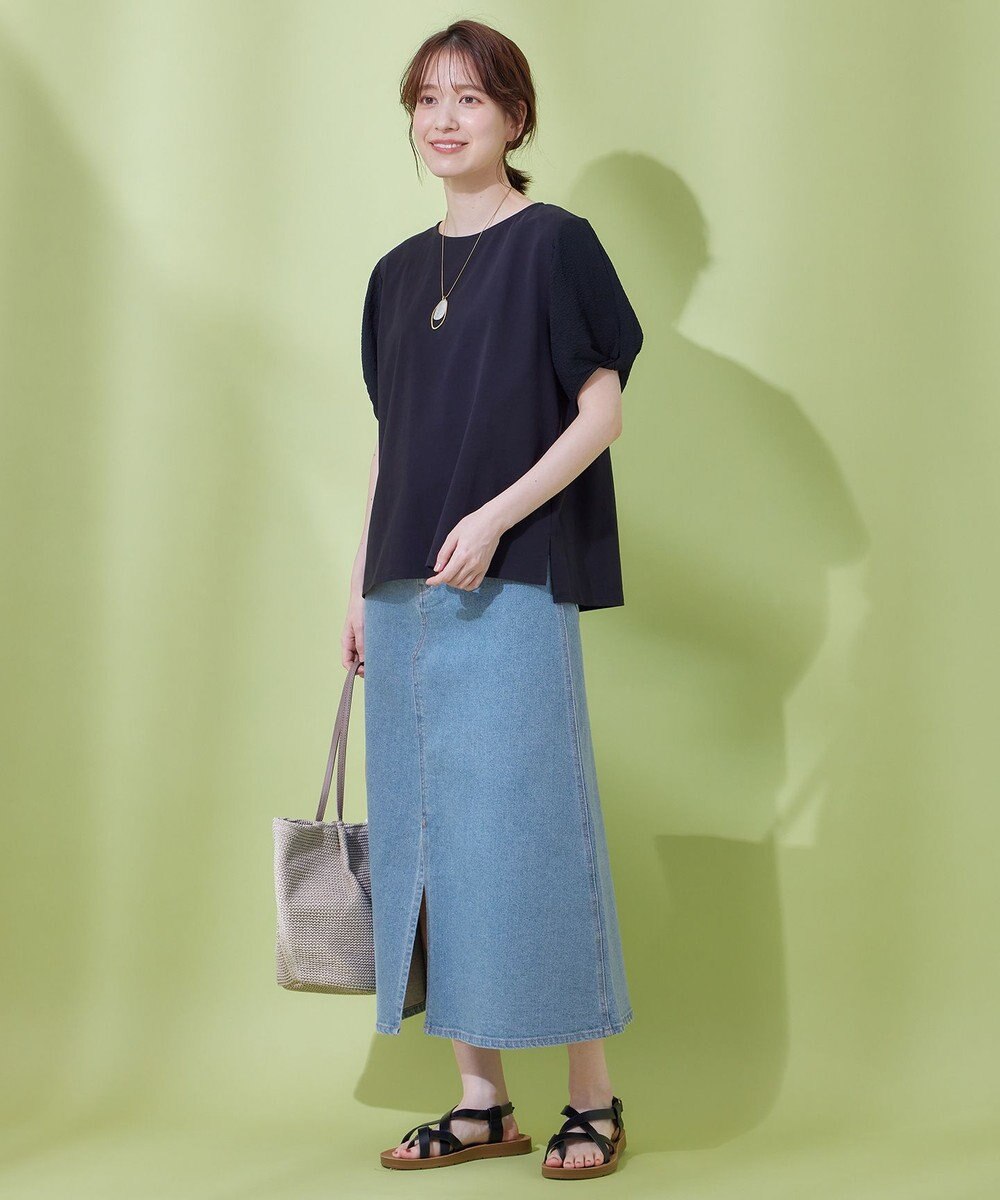 ANY L 【吸水速乾/UVケア】ミニサッカーコンビ袖ボリュームカットソー 