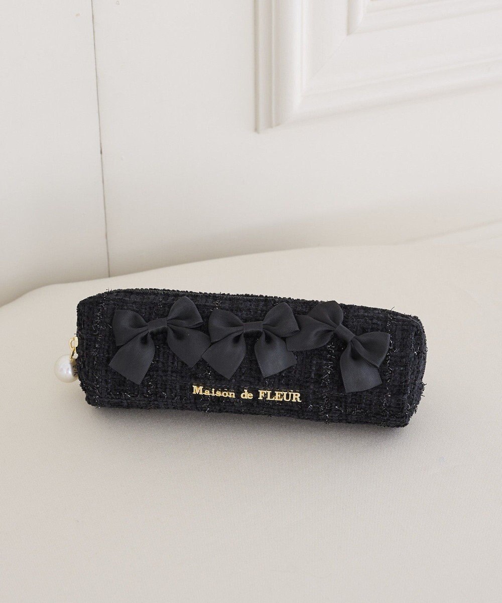 Maison de FLEUR ツイードリボンロングポーチ 