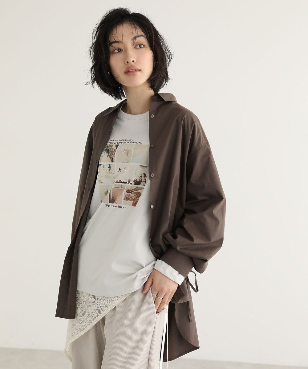 Green Parks イージーケア袖シャーリングシャツ 