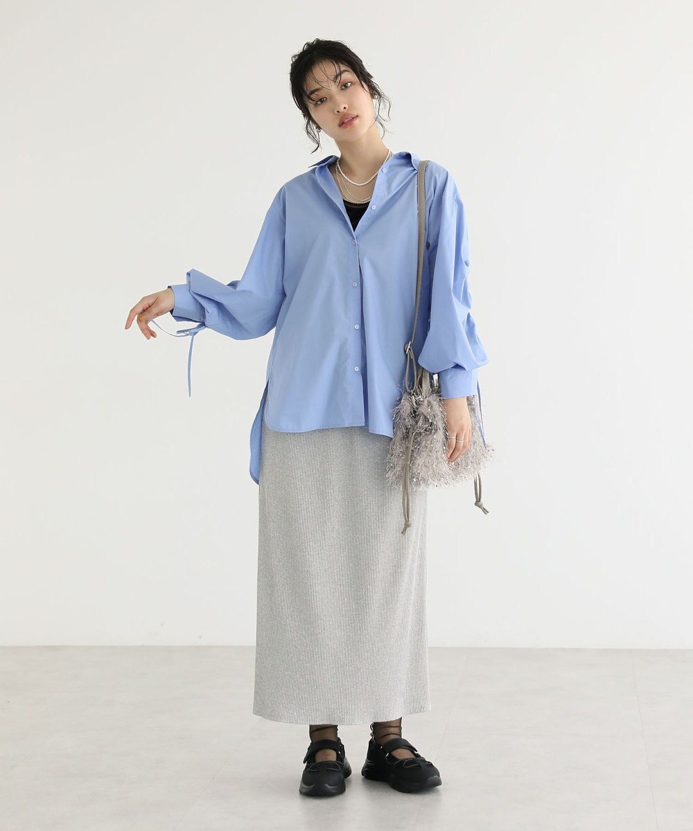 Green Parks イージーケア袖シャーリングシャツ 