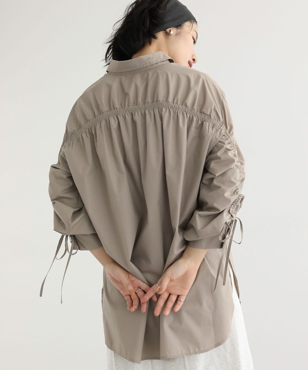 Green Parks イージーケア袖シャーリングシャツ 