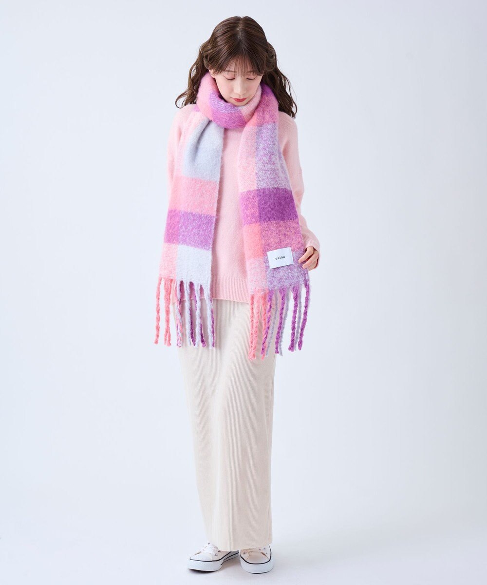 MOONBAT estaa ボリュームマフラー カラーブロック／手洗い可 