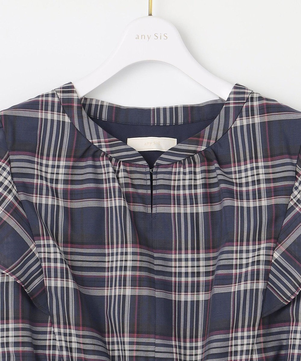 ANY SIS 【洗える】シアーチェック ワンピース 