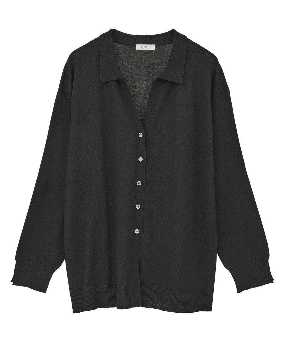 earth music&ecology 袖口スリットスキッパーカーディガン 