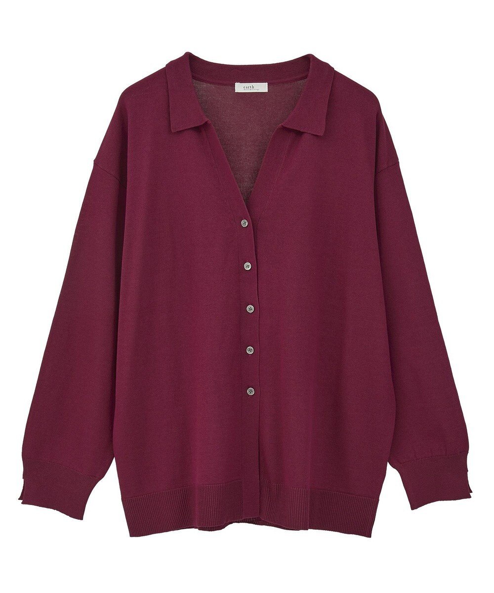 earth music&ecology 袖口スリットスキッパーカーディガン 