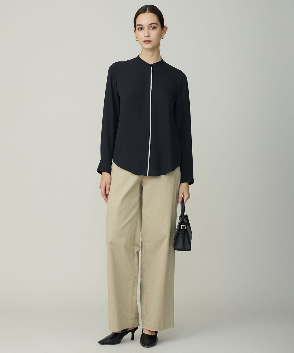 ICB L 【新色追加・WEB限定カラーあり・接触冷感・UVケア・速乾・洗える】BackSatinAmunzen バンドカラーブラウス 