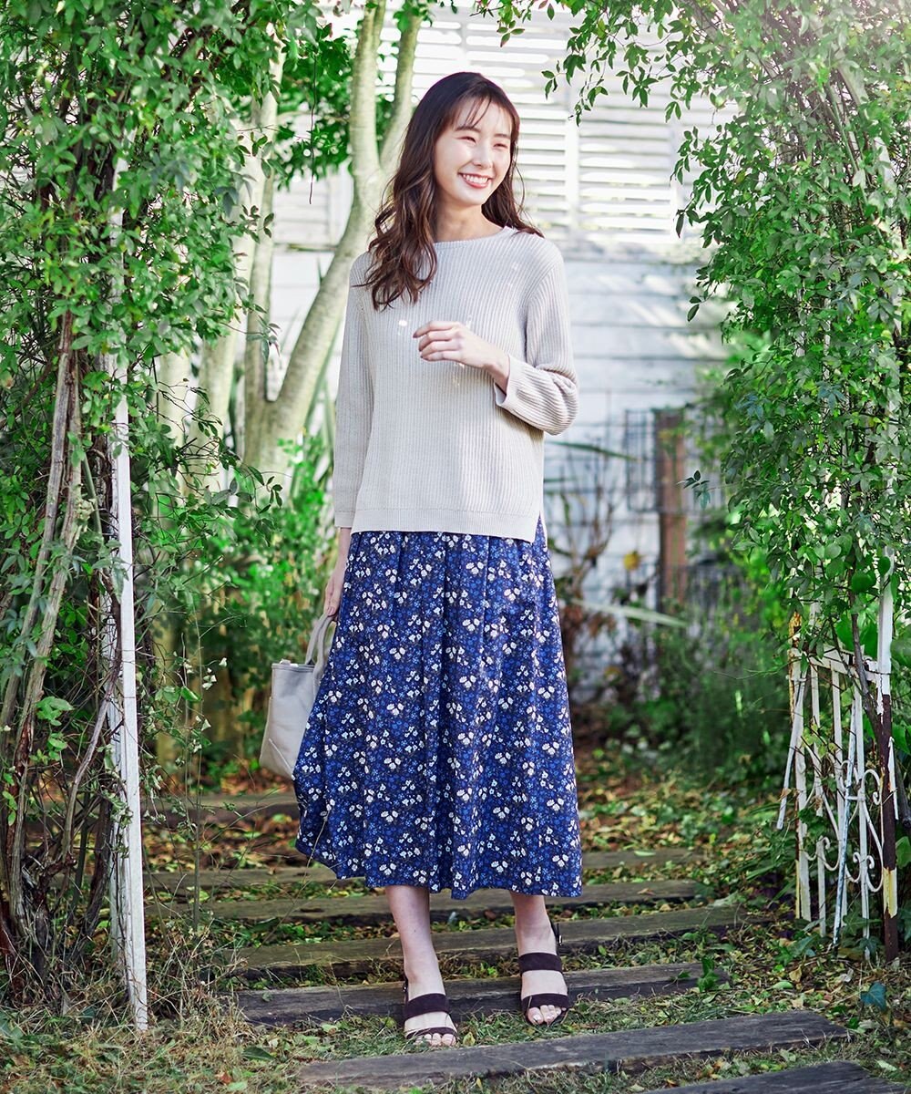 J.PRESS LADIES L 【洗える】コットン地柄 ニット 