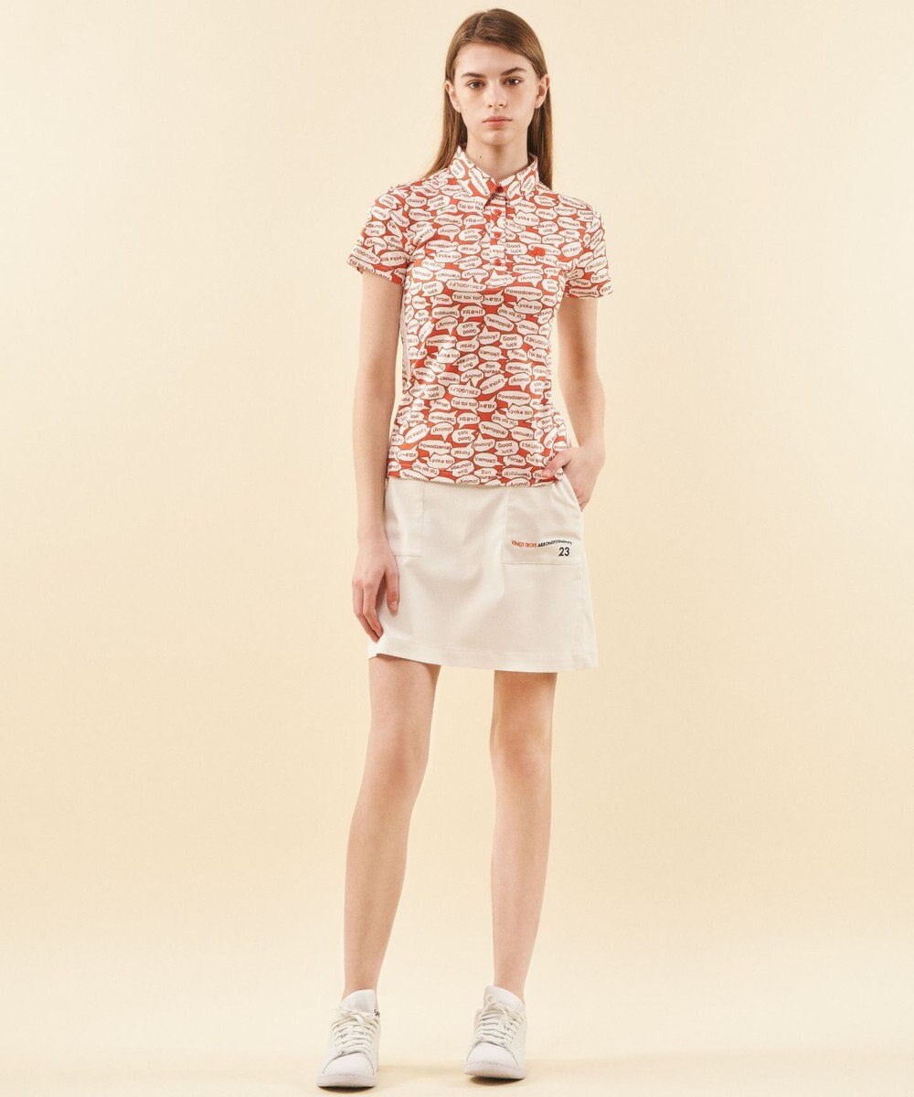 23区GOLF 【WOMEN】【吸水速乾/UVカット】YELL総柄プリントポロシャツ 