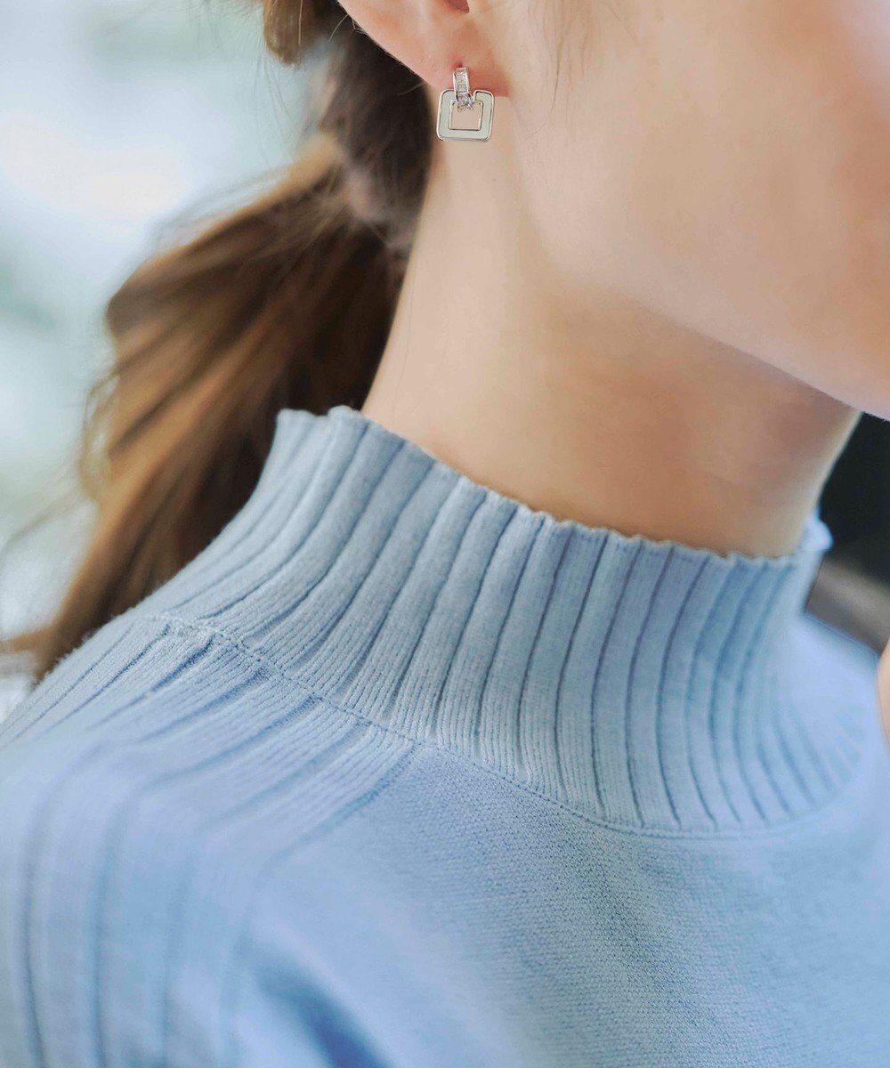 Tiaclasse L 【洗える】配色ハイネックニットトップス 