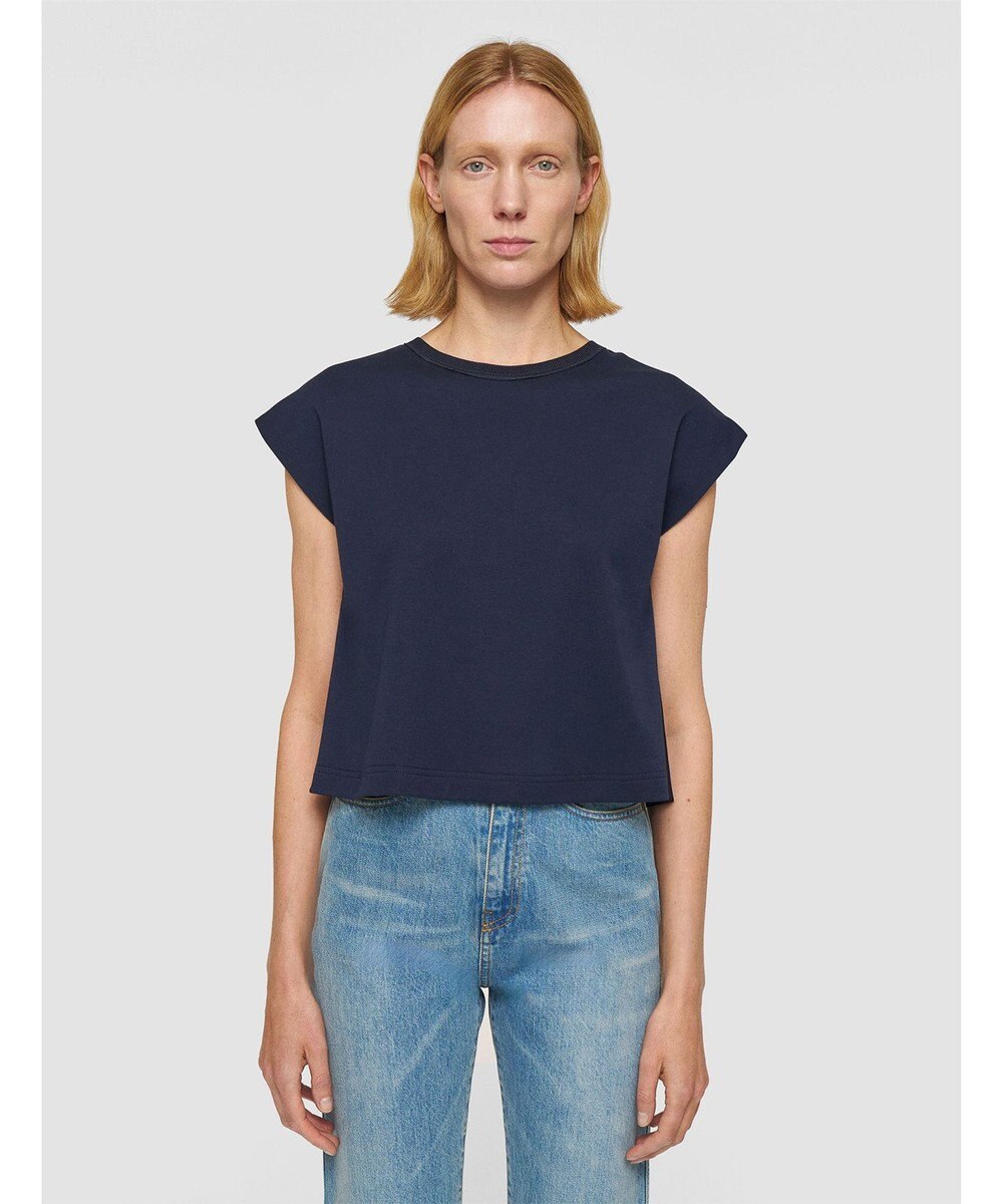 JOSEPH 【洗える】ポプリンジャージー　キャップスリーブティーシャツ 