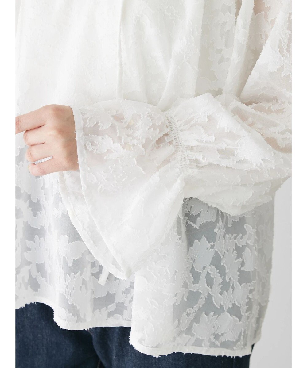 Green Parks シアージャガード花柄フリルブラウス 