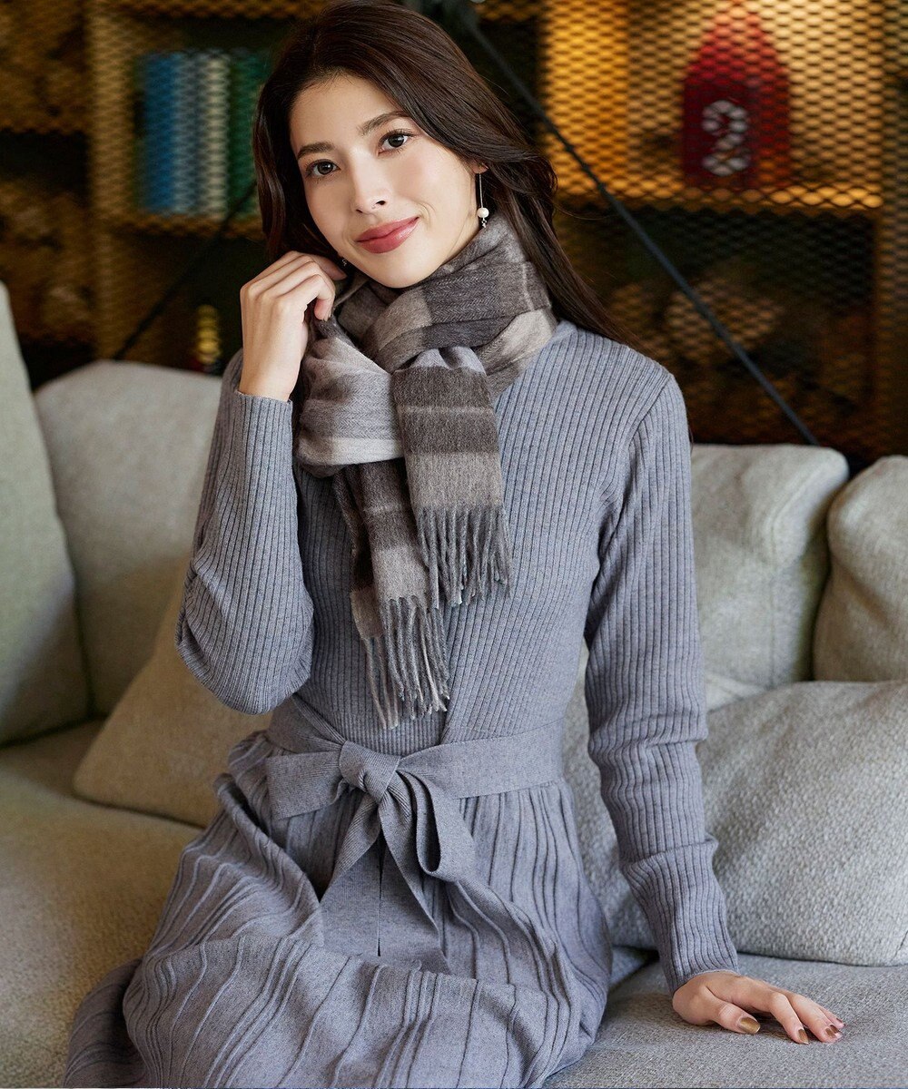 Tiaclasse 【ウール100%】フリンジ付きマフラー 