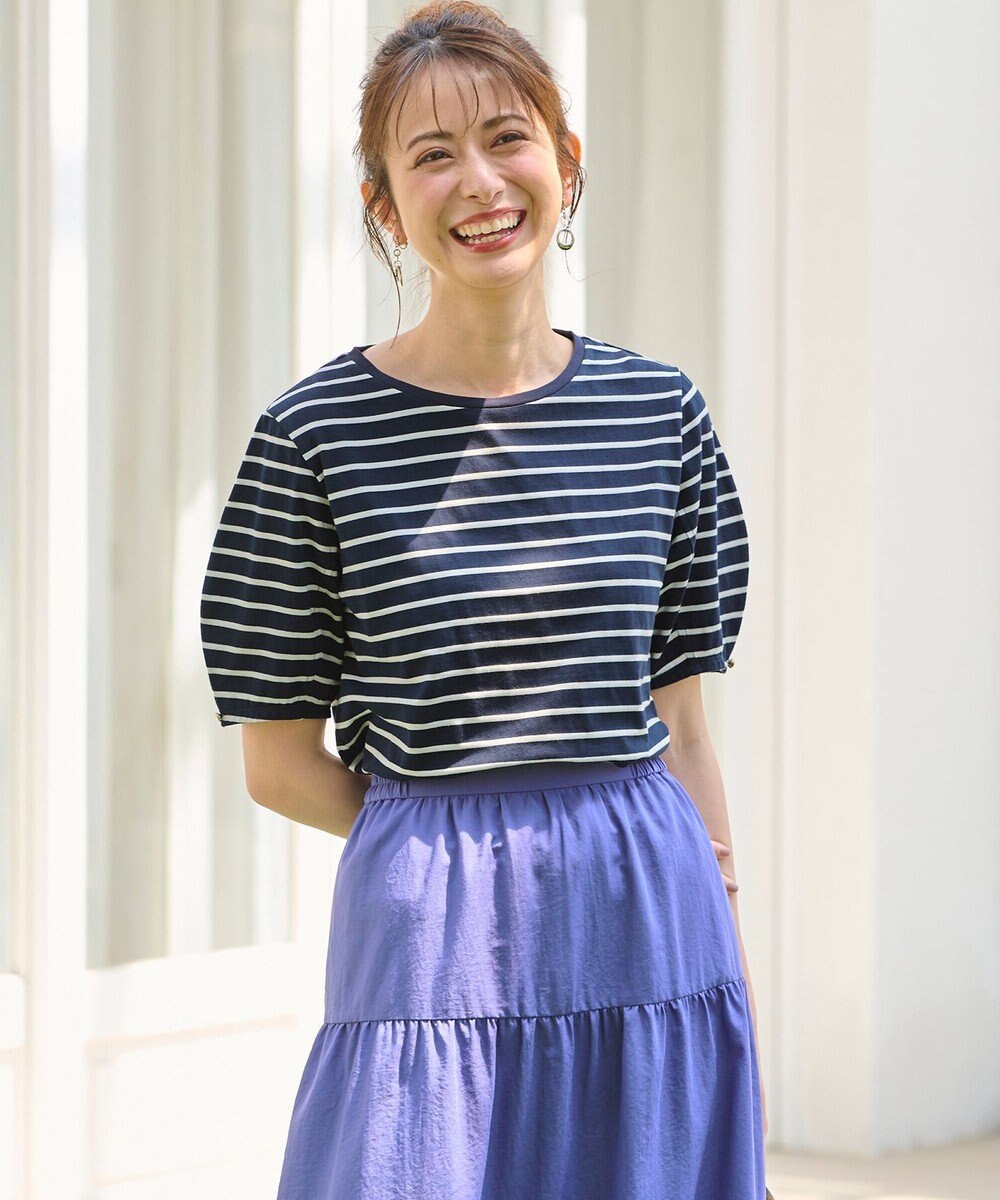 ANY SIS 【汗ジミ防止・UVケア】アーモンドスリーブ カットソー 