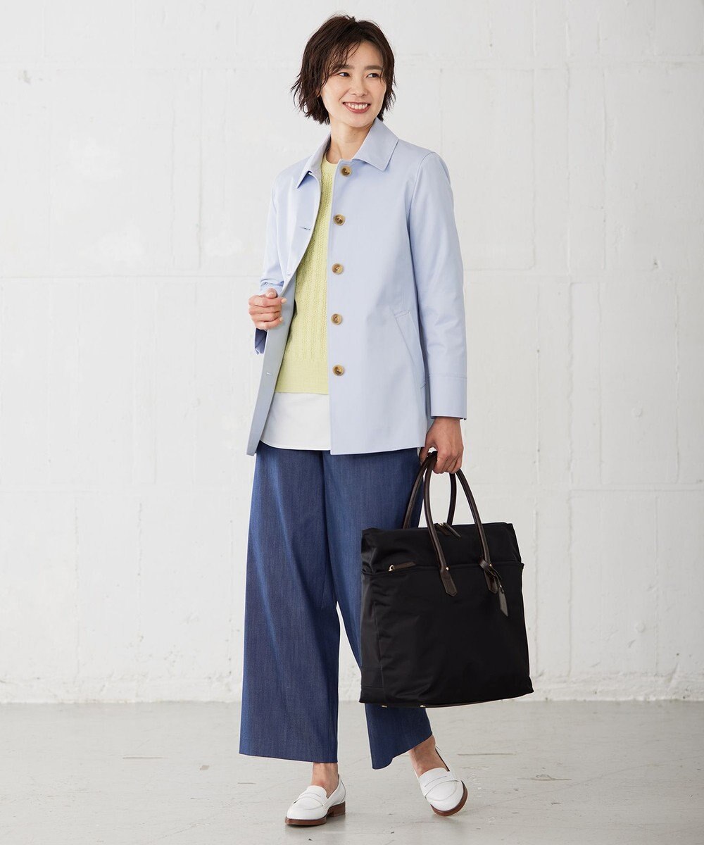 J.PRESS LADIES 【洗える】セルロースシャンブレー セミワイド マリン パンツ 