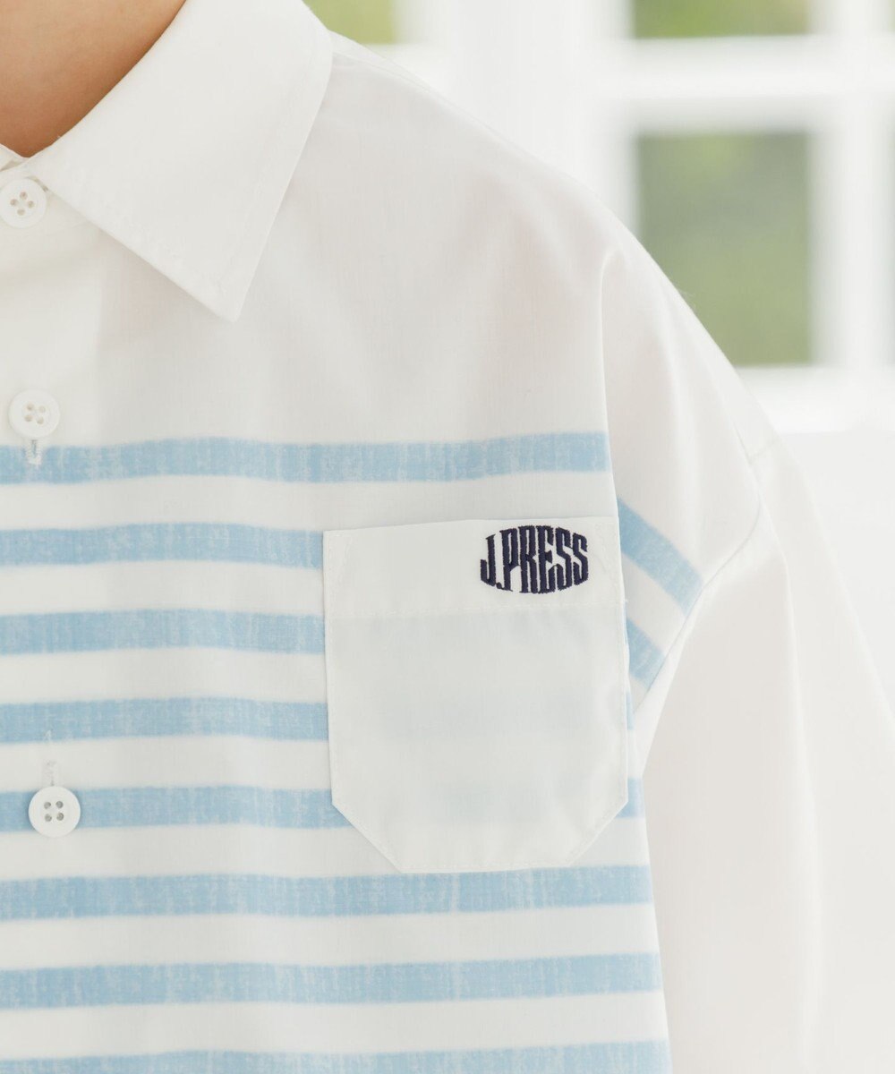 J.PRESS KIDS 【110-130cm】TCブロード パネルボーダープリント シャツ 