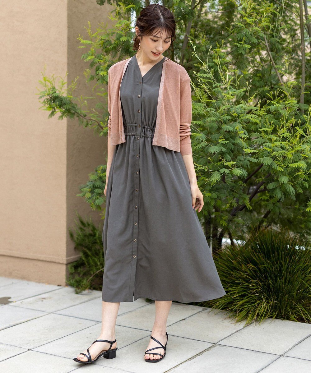 ANY SIS L 【洗える】フロントボタンギャザー ワンピース 