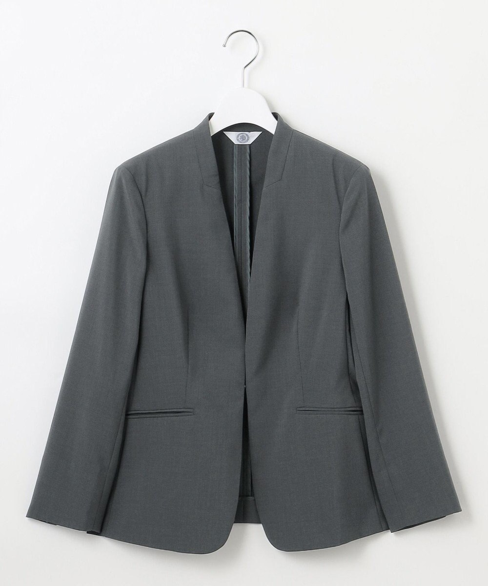 J.PRESS LADIES L 【セットアップ対応・洗える】DRYウーステッド ノーカラー ジャケット 