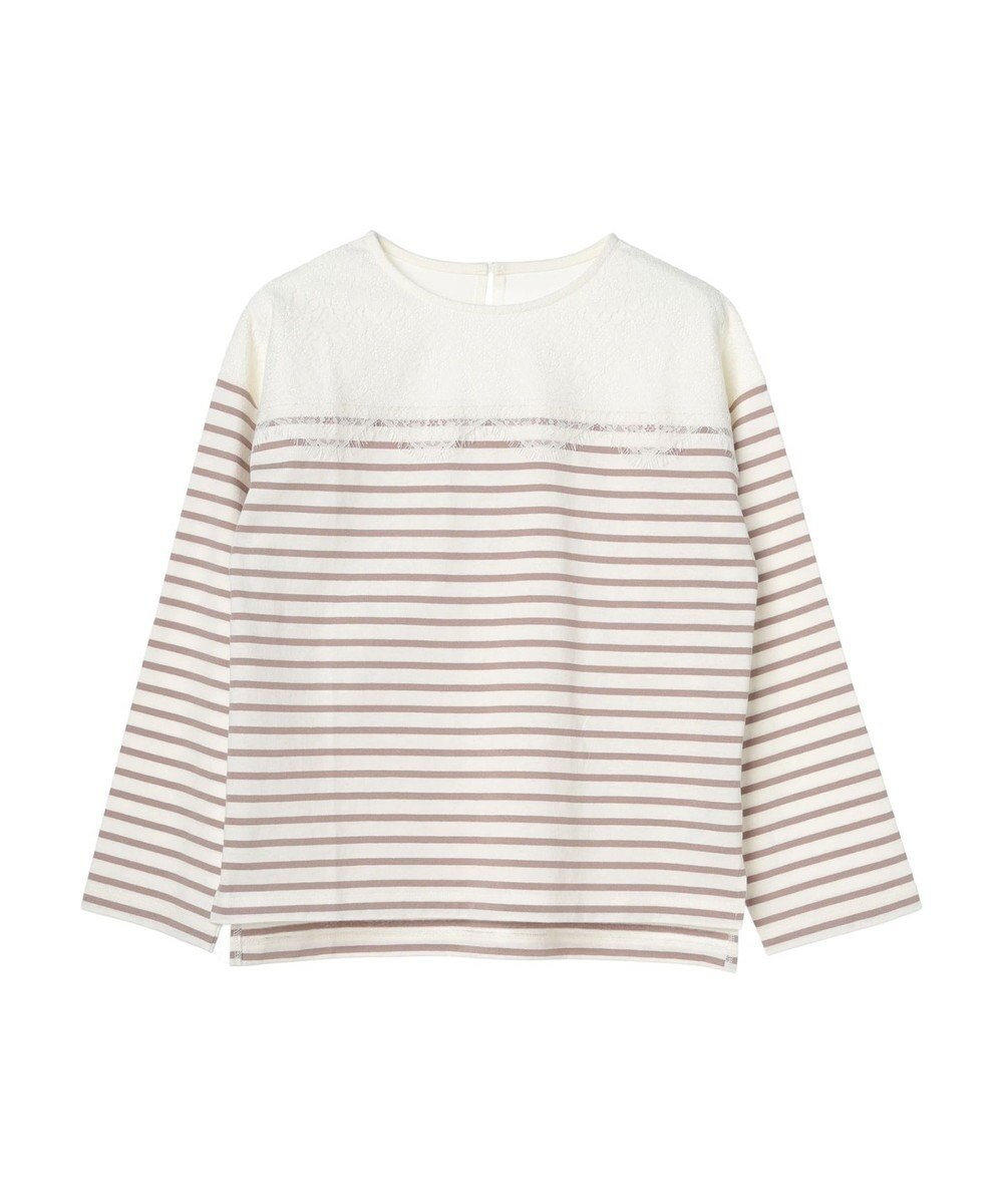 earth music&ecology レースボーダーカットソープルオーバー 