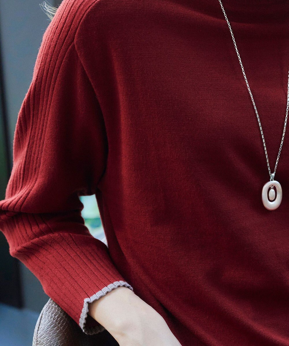 Tiaclasse 【洗える】配色ハイネックニットトップス 