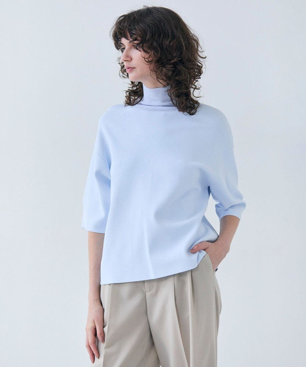 BEIGE， 【洗える】LAURA / 半袖タートルニットトップス 