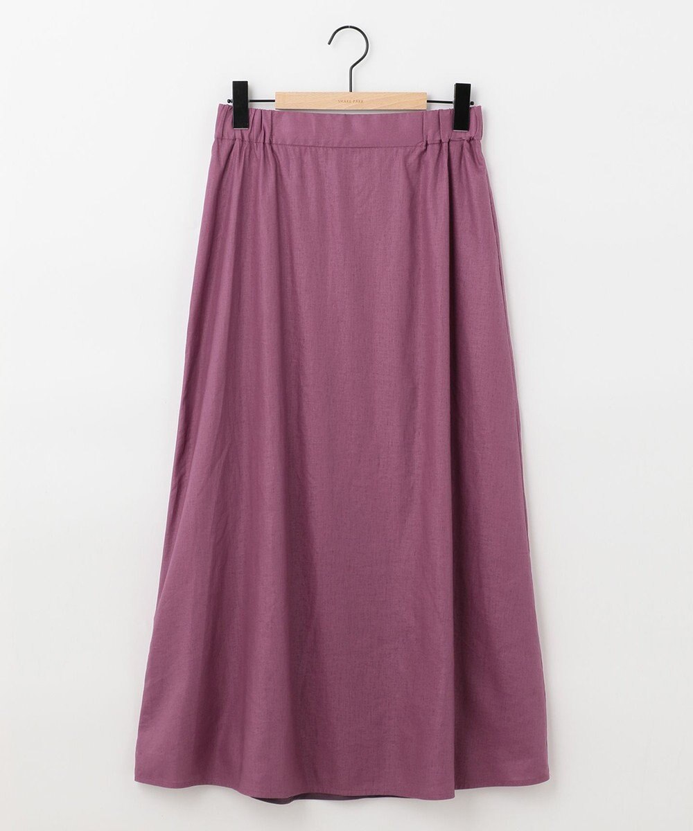 SHARE PARK LADIES 【洗える】リネンレーヨンコーティングウォッシュスカート 