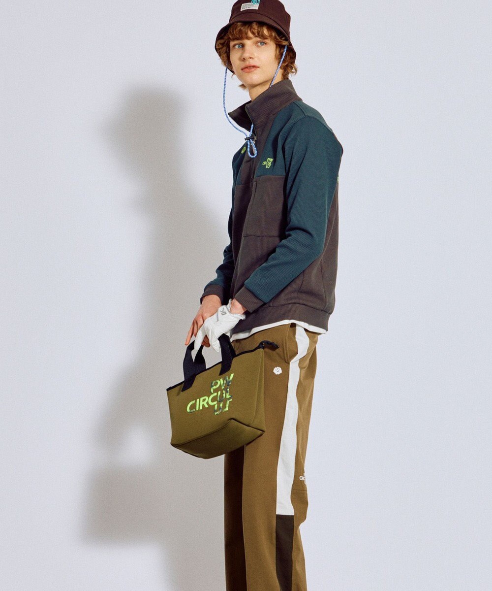 PW CIRCULUS 今が旬トップス！【ドライな肌触り / UV遮蔽率98.9% UVカット / ストレッチ】【MEN】ワッフルハーフジップトップス  ゴルフ 