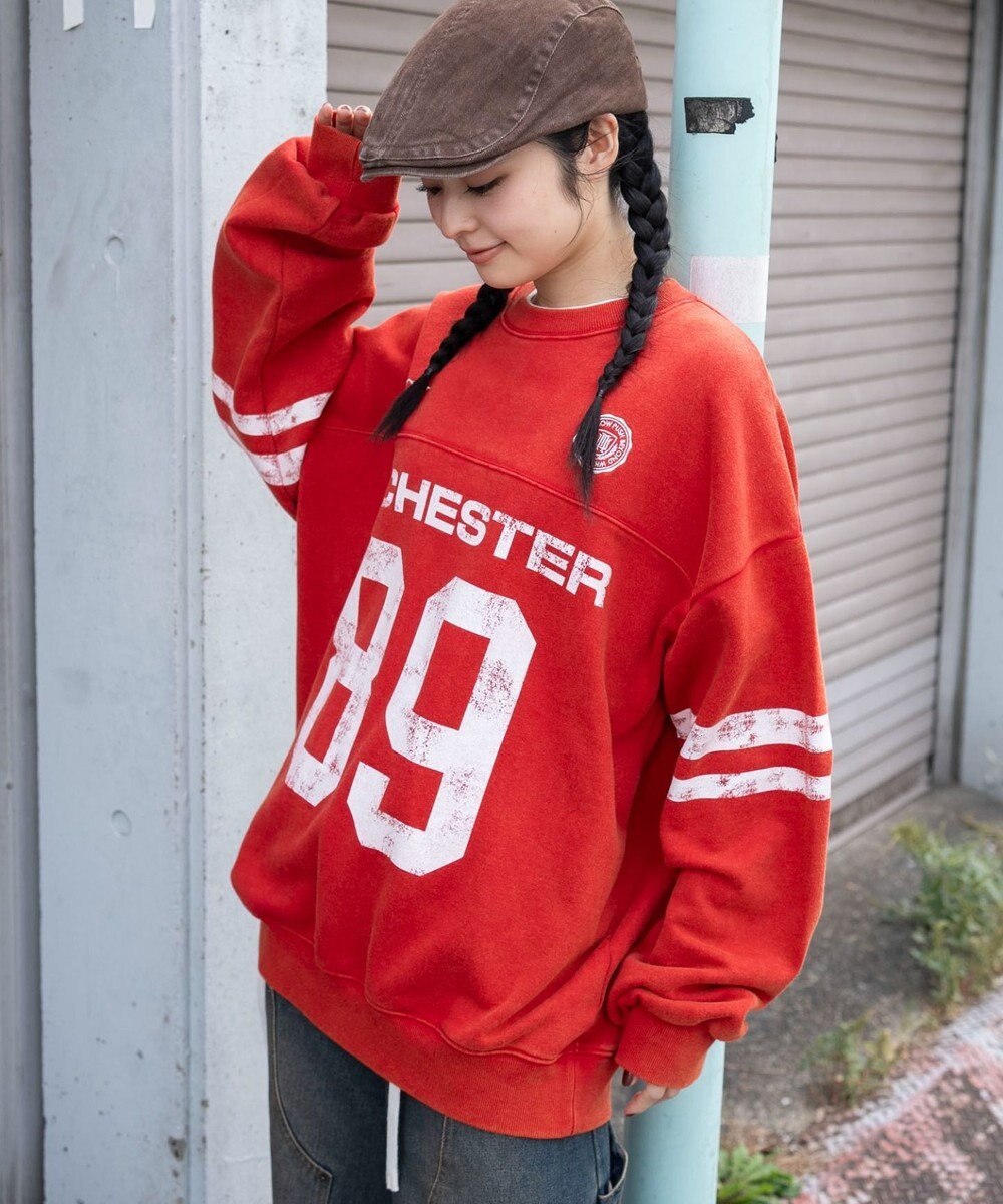 WEGO 【ユニセックス着用ITEM】ケミカルウォッシュナンバリングプルオーバー 