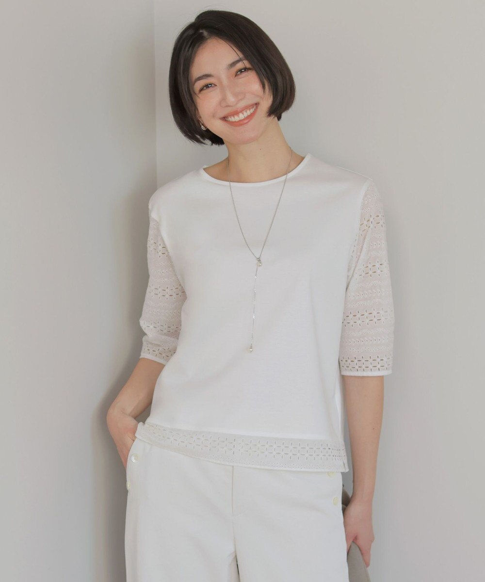 J.PRESS LADIES 【一枚で着映え】スムースジャージー 刺繍 カットソー 