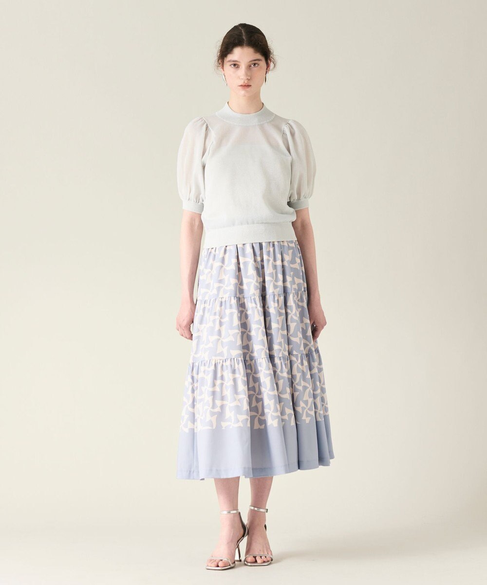 GRACE CONTINENTAL ラメシアーパフニットトップ 