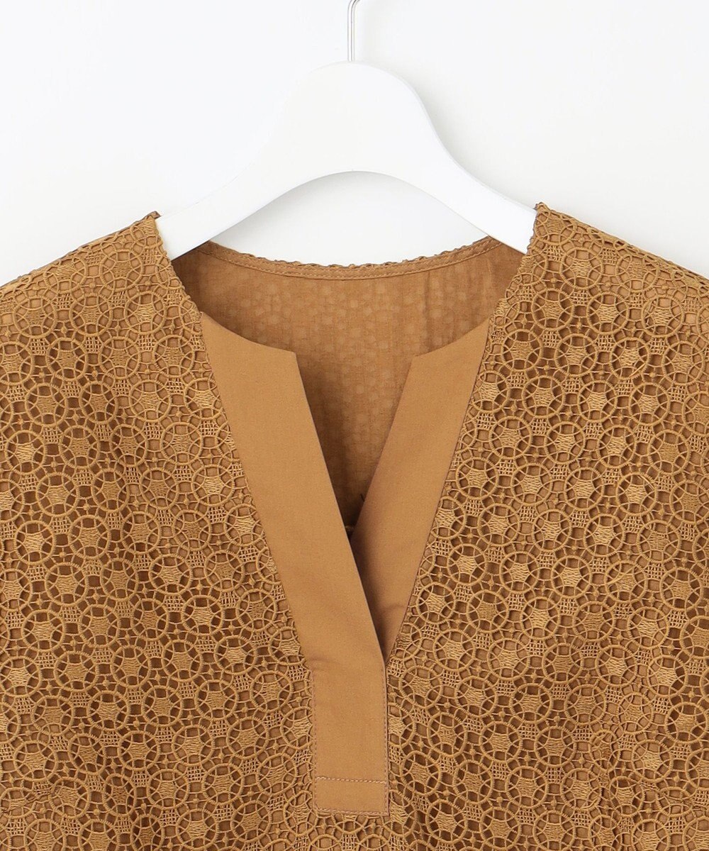 自由区 S 【洗える】ジオメトリックフラワーレースプルオーバー ブラウス 