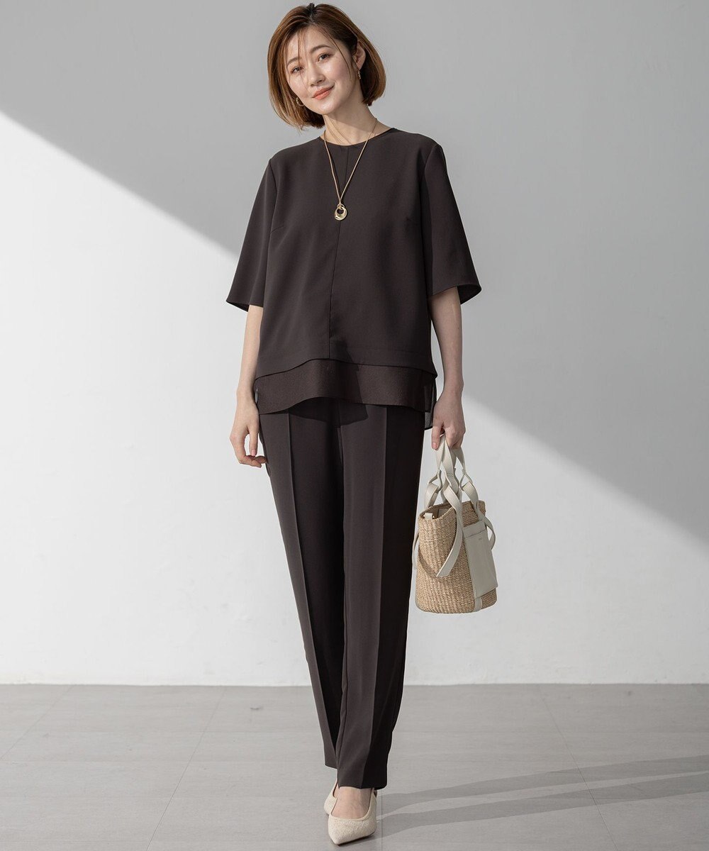 23区 【吸水速乾/UVカット/接触冷感】ストレッチジョーゼット シアーコンビ カットソー 