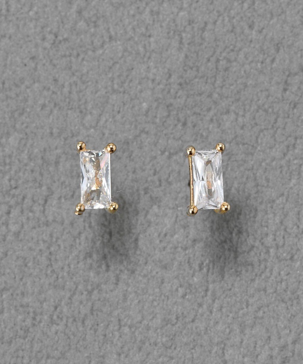 Phoebe シャインフレームレクタングルピアス　クリア 