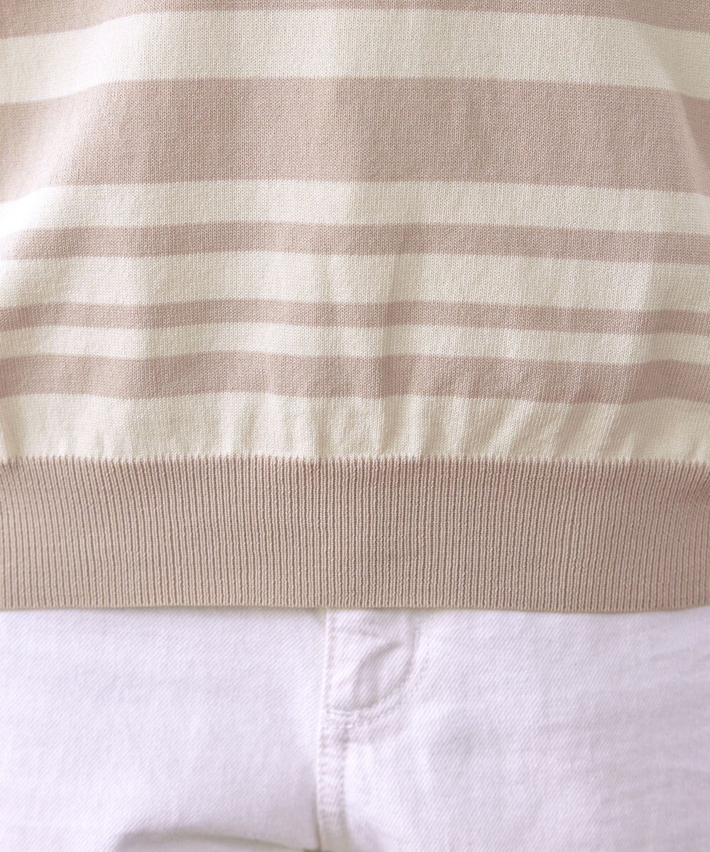 Tiaclasse L 【洗える】マルチボーダーフレンチスリーブニット 