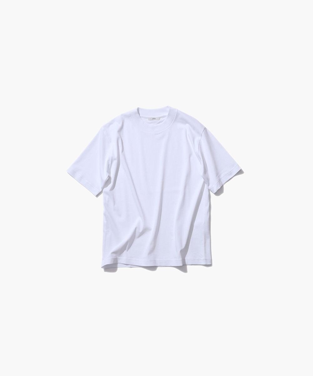 DRY COTTON JERSEY | モックネックTシャツ, WHITE, 01