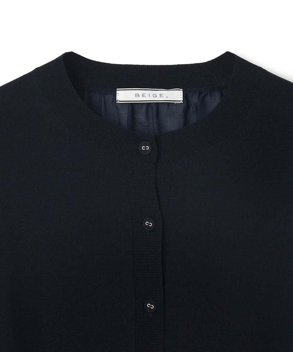 BEIGE， 【洗える】NADIA / バックオーガンジークルーネックカーディガン 