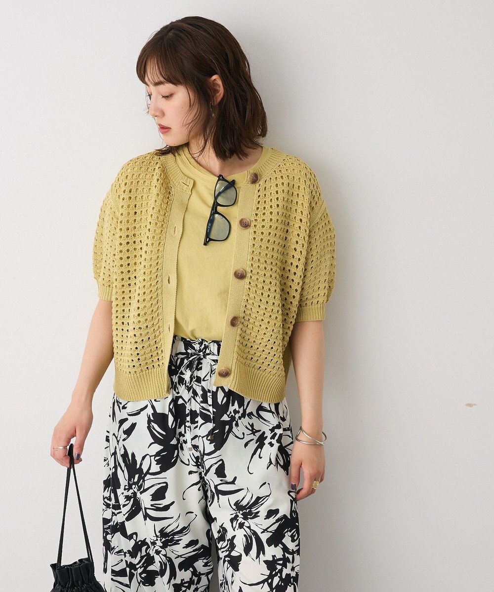 CRAFT STANDARD BOUTIQUE ハーフスリーブメッシュニットカーディガン 