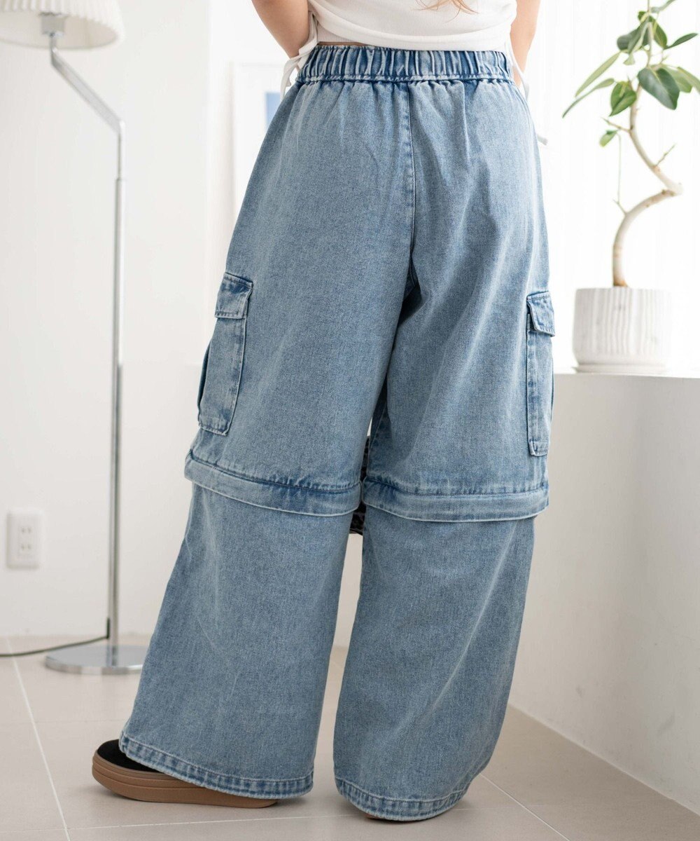 WEGO 【ウエストゴム/2WAY】2WAYデニムカーゴパンツ 