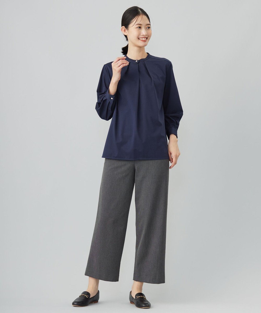 J.PRESS LADIES L シャツジャージー バンドカラー カットソー 