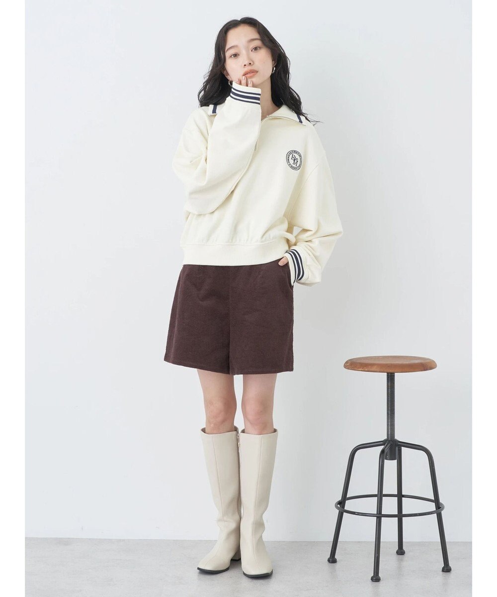 earth music&ecology ハーフＺＩＰサークルロゴ刺繍裏毛プルオーバー 