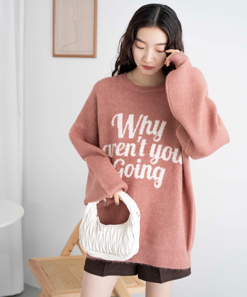 WEGO フラッフィーロゴジャガードニットプルオーバー 