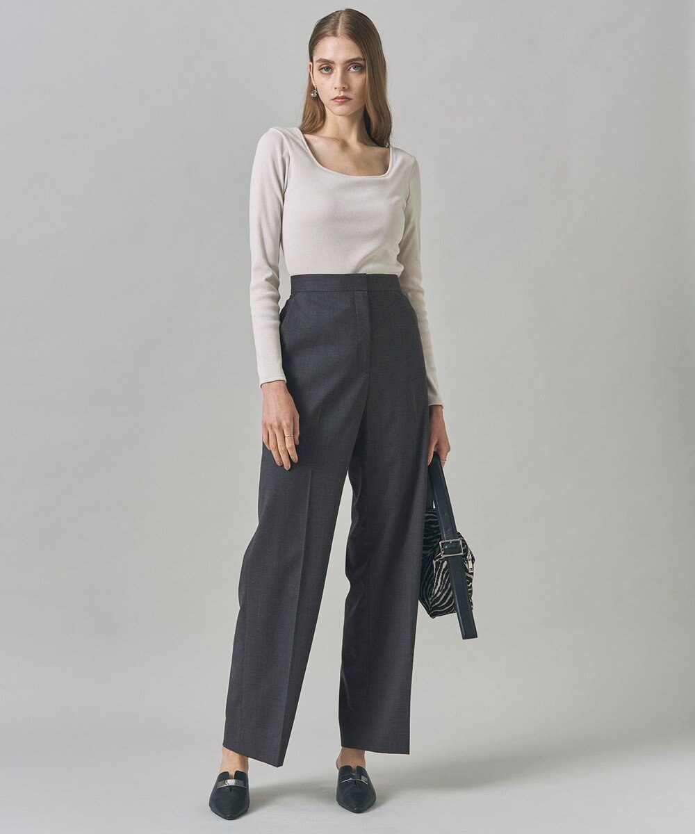 ICB 【洗える】T/Wブロード ワイドストレートパンツ 