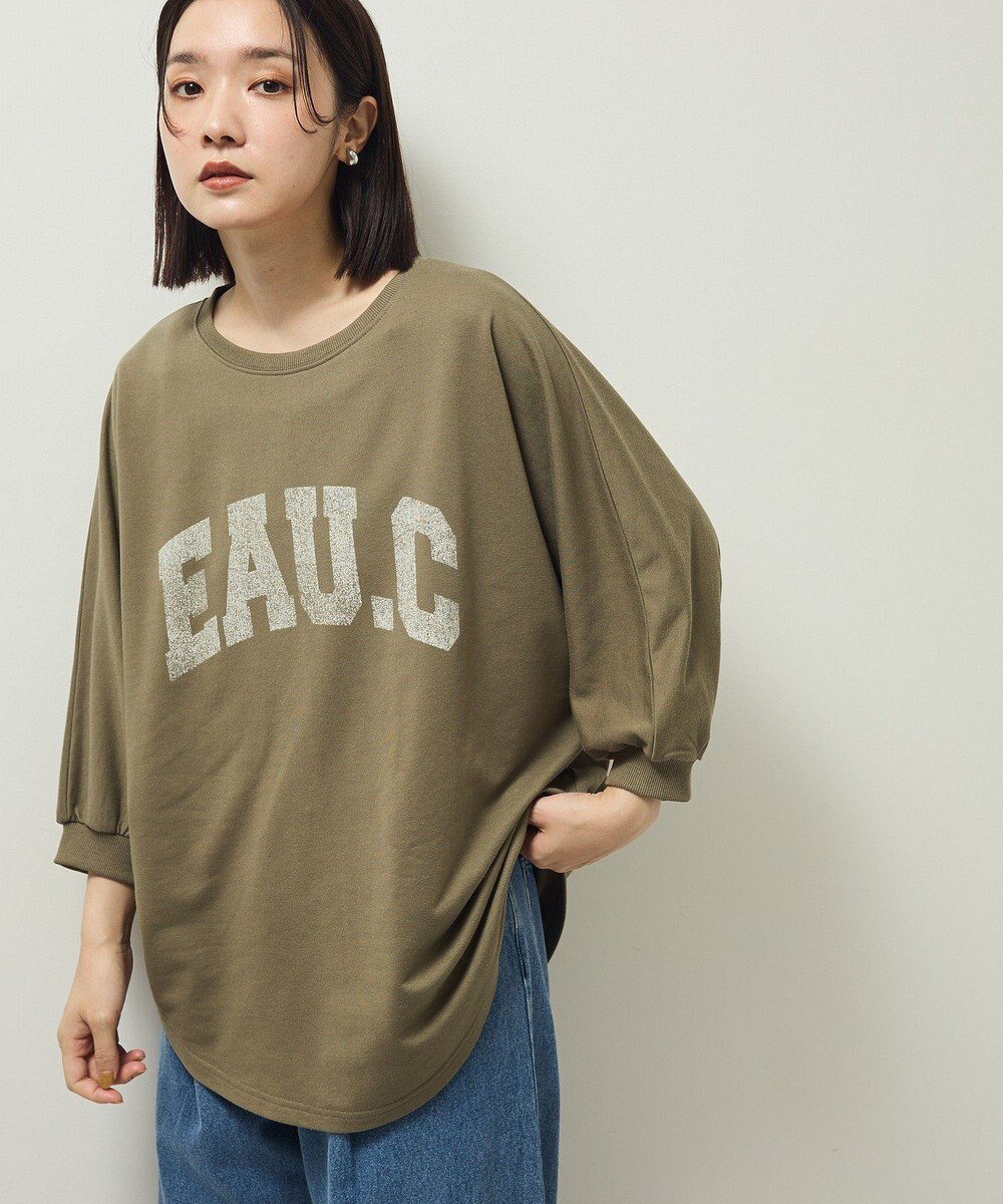 Green Parks ７分袖ミニ裏毛ドルマンロゴプルオーバー 