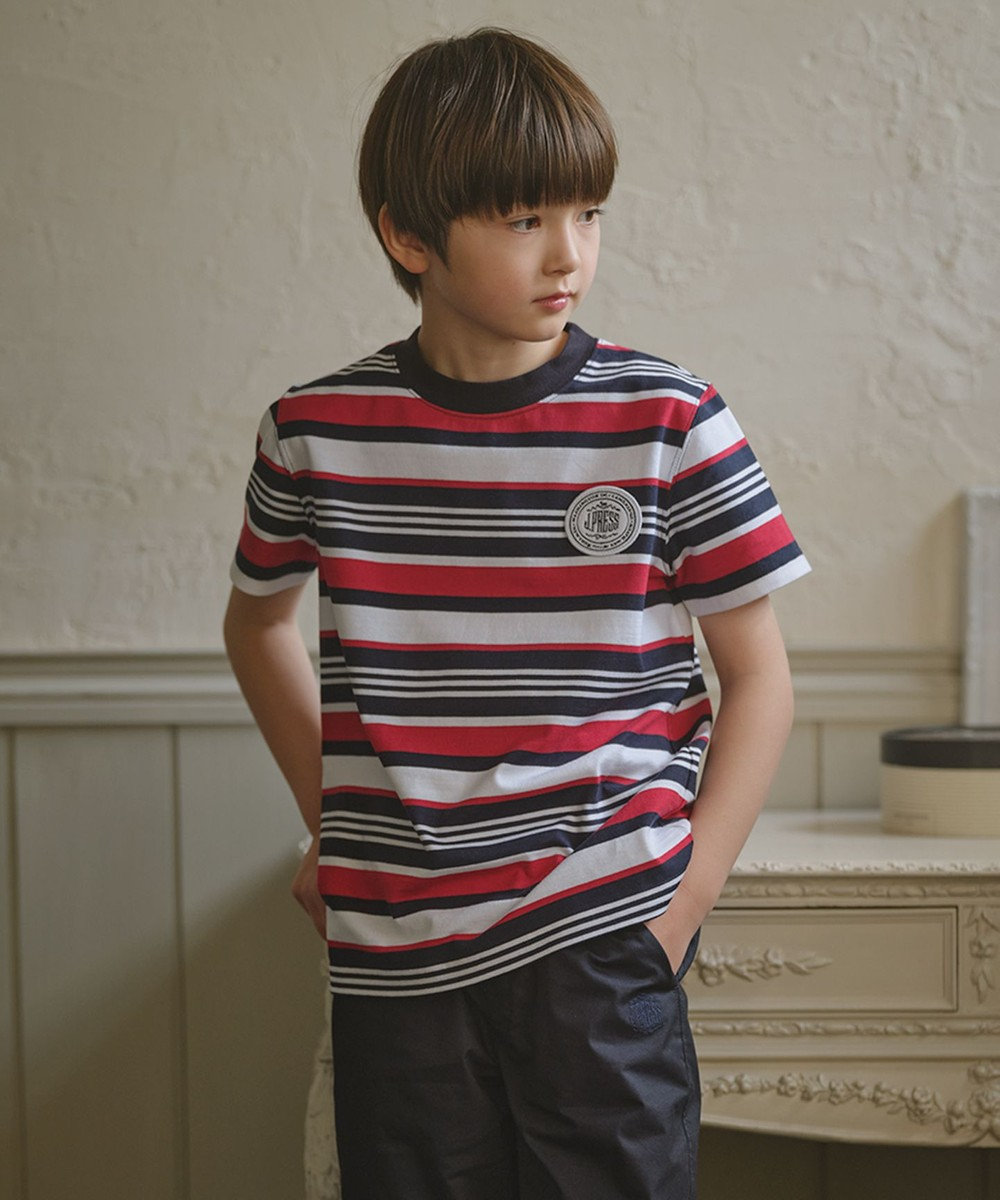 J.PRESS KIDS 【110-130cm】40/2 天竺ボーダー Ｔシャツ レッド系1