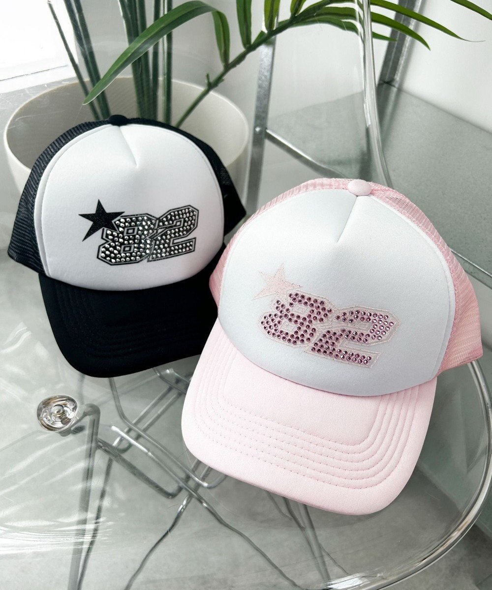 WEGO ナンバリングラインストーンメッシュキャップ 